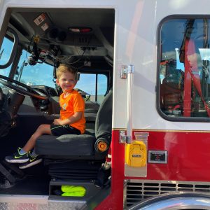 E-Tank truck on display at the 2022 Touch-a-Truck community event showcasing equipment to families and children