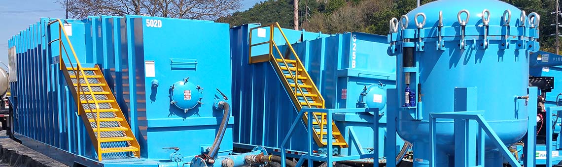 Petroleum equipment rentals featuring engineered storage tanks and containment systems used at refining and petroleum processing facilities.