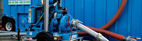 Industries served by E-Tank: utilities emergency pumping and bypass equipment connected to high-volume discharge hose.