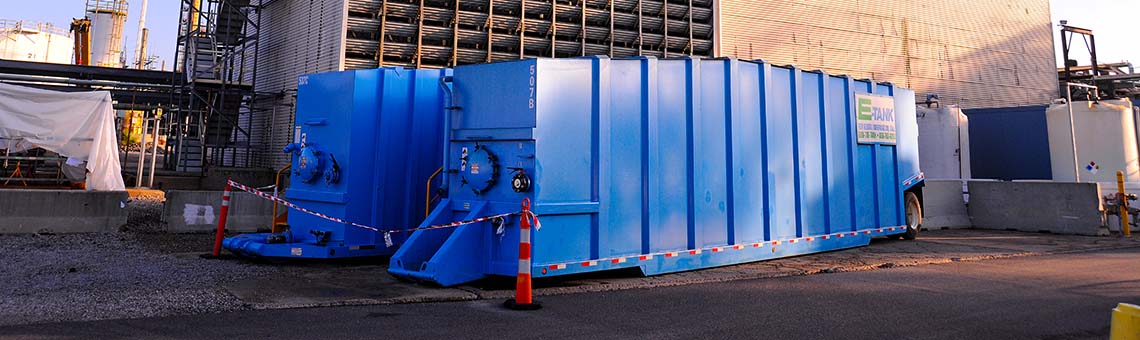 Utilities equipment rentals with large-capacity temporary tanks used for overflow control, bypass operations, and system upgrades.